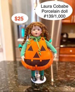 Laura Cobabe porcelain doll in Halloween costume