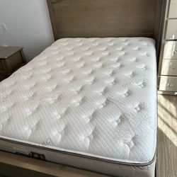 Queen Bed Frame + Mattress + 4” Box + Nightstand