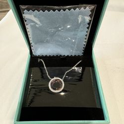 LOUISA SECRET Circle Necklaces for Women 925 Sterling Silver Crystal Women Necklace Christmas Birthday Anniversary Jewelry Gift for Girlfriend Wife Mo