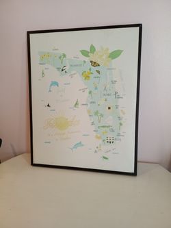 Florida Print Painting Frame Map