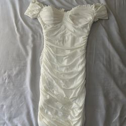 Windsor off shoulder white mini dress