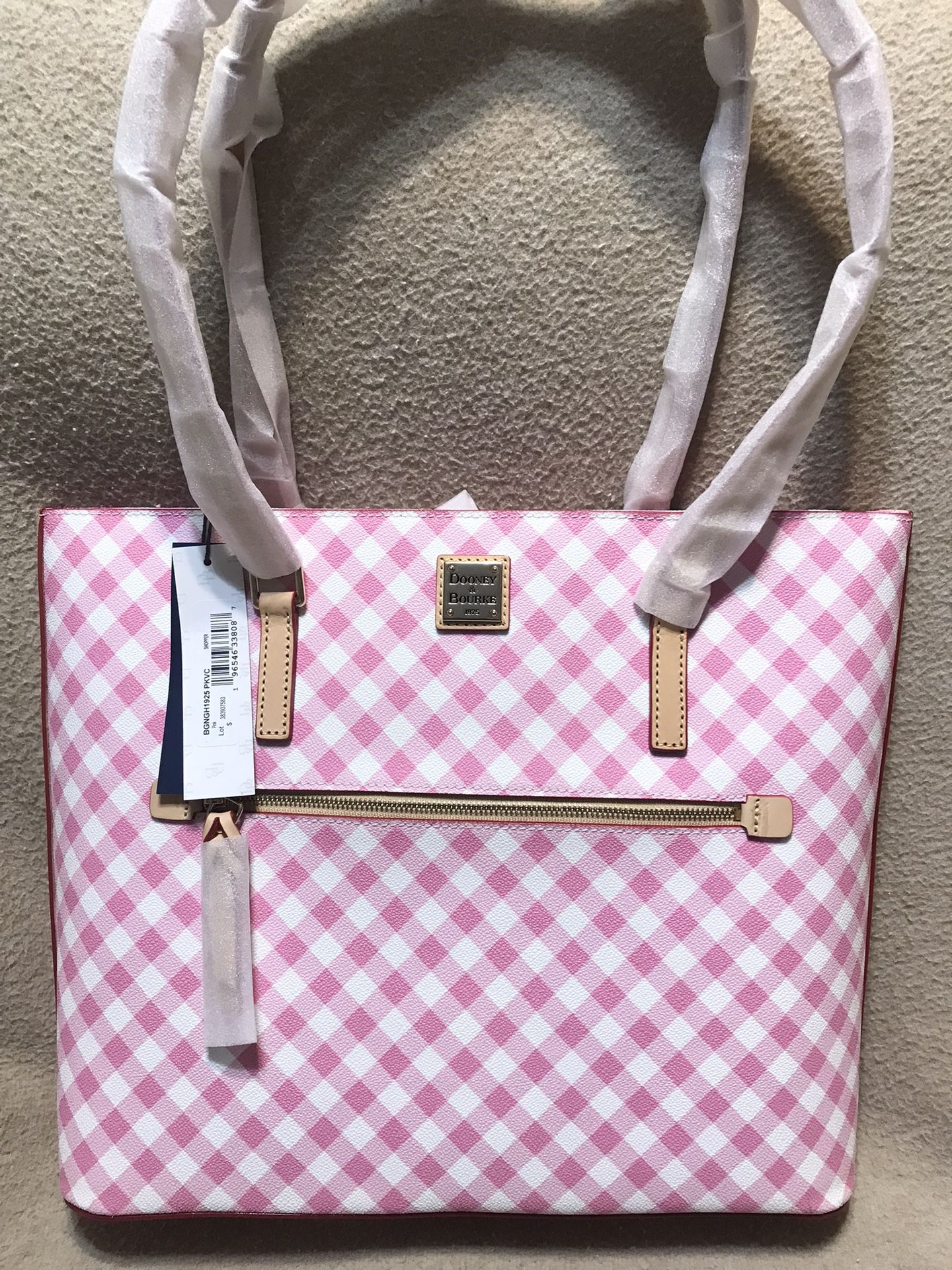 NWT Dooney & Bourke Pink Gingham II Shopper