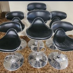 6 Retro Leather Style Adjustable Stools