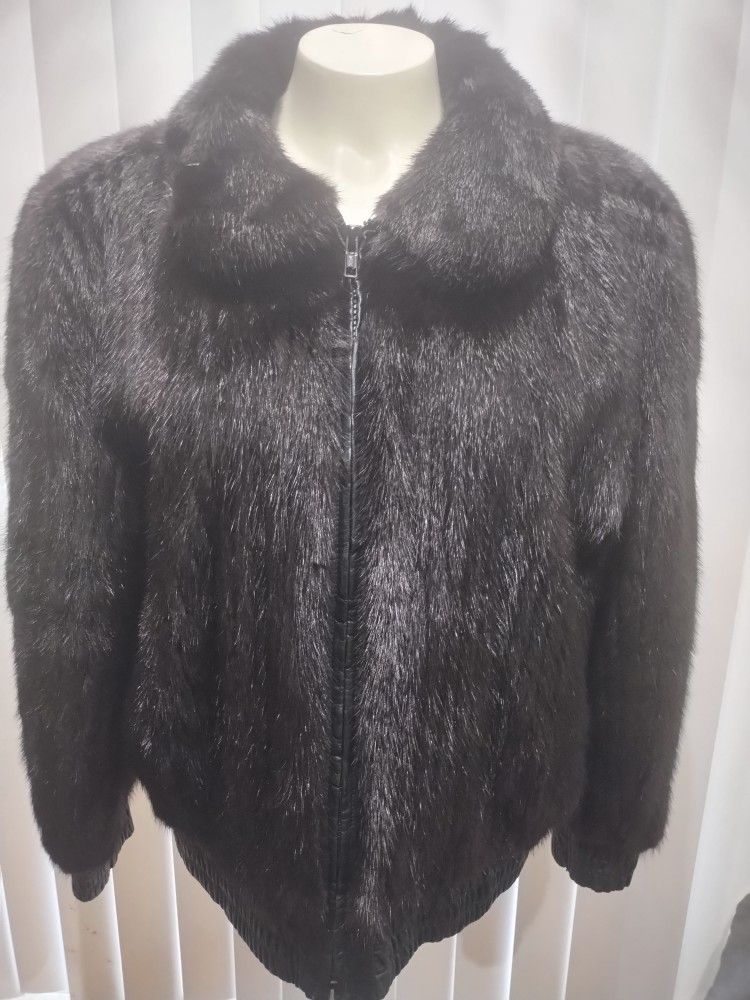 Dark Ranch Corded Mink Bomber Jacket