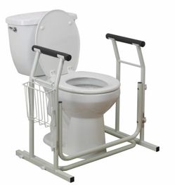 Toilet Safety Frame, Bathroom Grab Bar for Toilets, Freestanding Toilet Rail for Stability, For Users Up to 300 Pounds, White