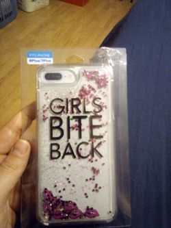 Brand New never opened iPhone 6plus,7plus phone case says girls bite back and the glitter moves up & down very nice
