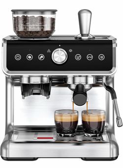 EUHOMY Espresso Machine with Grinder, 20 Bar Coffee Maker with Milk Frother Steam Wand, Professional Expresso Coffee Machines with Removable Water Tan