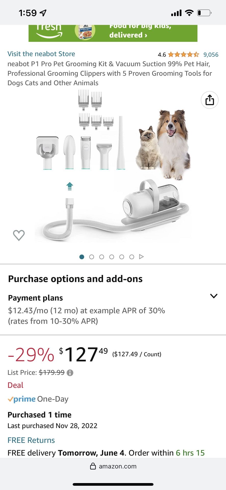 Pet Grooming Kit & Vacuum Suction 99% Of Pet Hair
