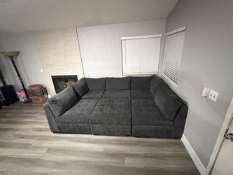 Thomasville 6pc sectional sofa dark grey (free delivery)