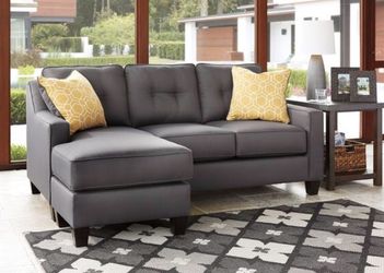 New grey sectional with attached chaise! Awesome couch & loveseat super deals every day!