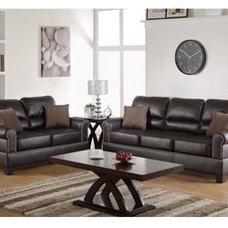Brown Sofa And Love Seat Set (Free Delivery)