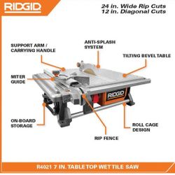  Rated
RIDGID
6.5-Amp 7 in. Blade Corded Table Top Wet Tile Saw STORE PRICE $179