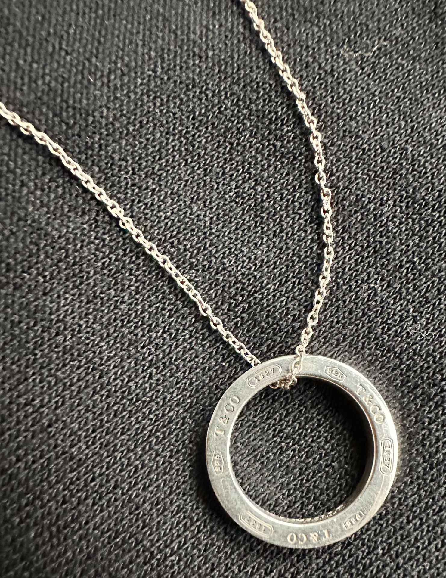 Authentic Tiffany & Co Sterling Silver 1837 Circle Pendant Necklace