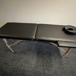 Brelley Massage Table Portable Wooden Lash Bed 24" Wide Adjustable Height 2-Fold Spa Table Foldable Tattoo Bed (Black)