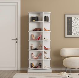 360° Rotating Shoe Cabinet | 6 Layers | Space-Saving Organizer for 24 Pairs,