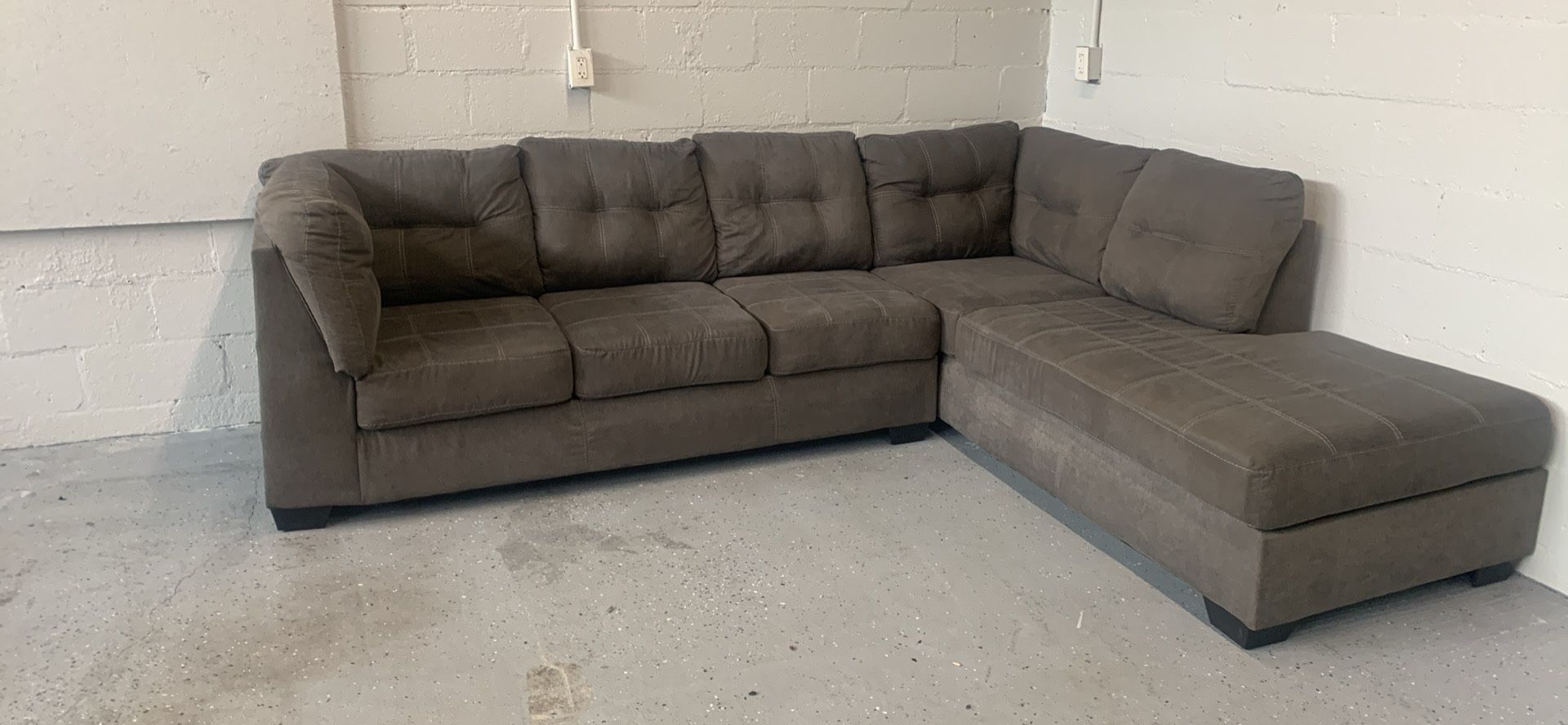 2 Piece Sectional / Couch / Sofa / Chaise Charcoal Gray Delta City By Ashley Furniture