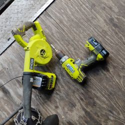 Ryobi Drill Blower Charger Battery Combo