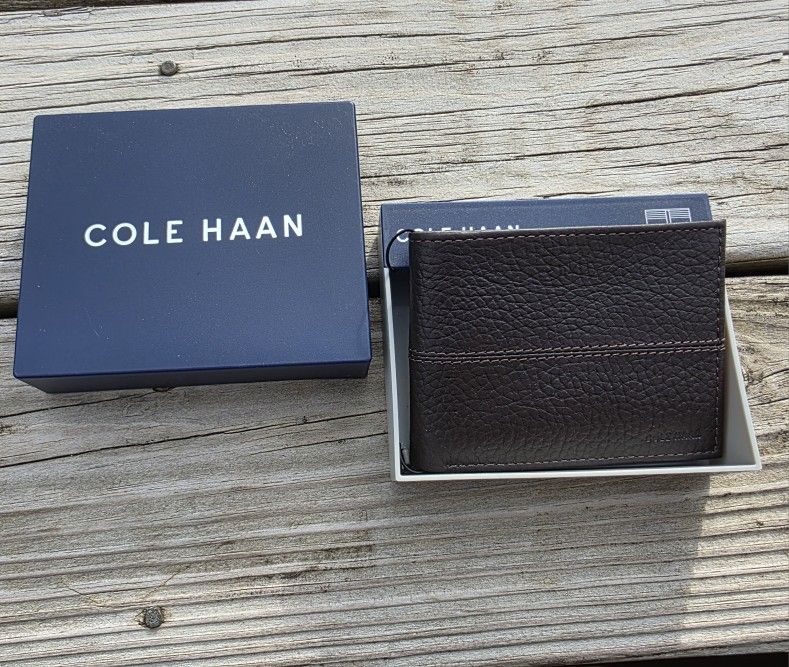 Cole Haan Brown Leather Wallet with Box - Great Gift! 