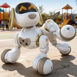 Ruko 18011 Smart Robot Dog, Interactive Puppy with 30 LED Expressions,