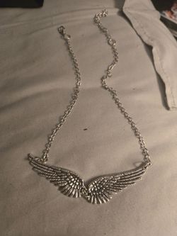 Silver Angel Wings Pendant Necklace