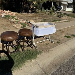 Matching Bar Stools, A Work/end Table/bassinet 