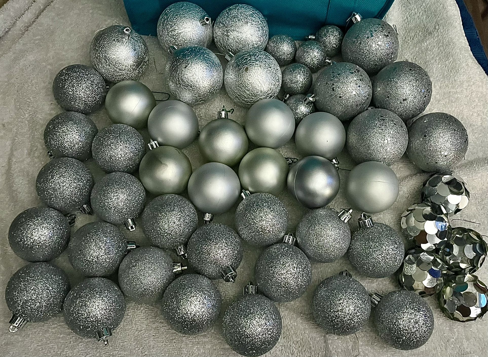 50-pc Mixed Lot of Silver Shatterproof Ball Ornaments #3 