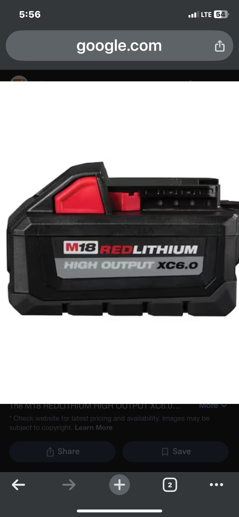 Milwaukee m18 6.0 Battery