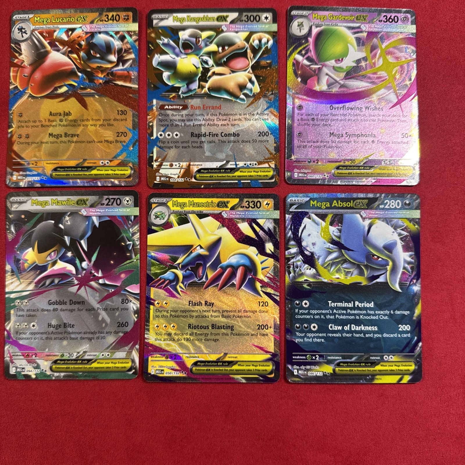 Mega ex (Double Rare) Set of 6 cards - Mega Evolution Pokemon - NM/M