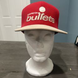 Washington Bullets Strap Back Hat Adjust Mitchell & Ness Red Wool NBA