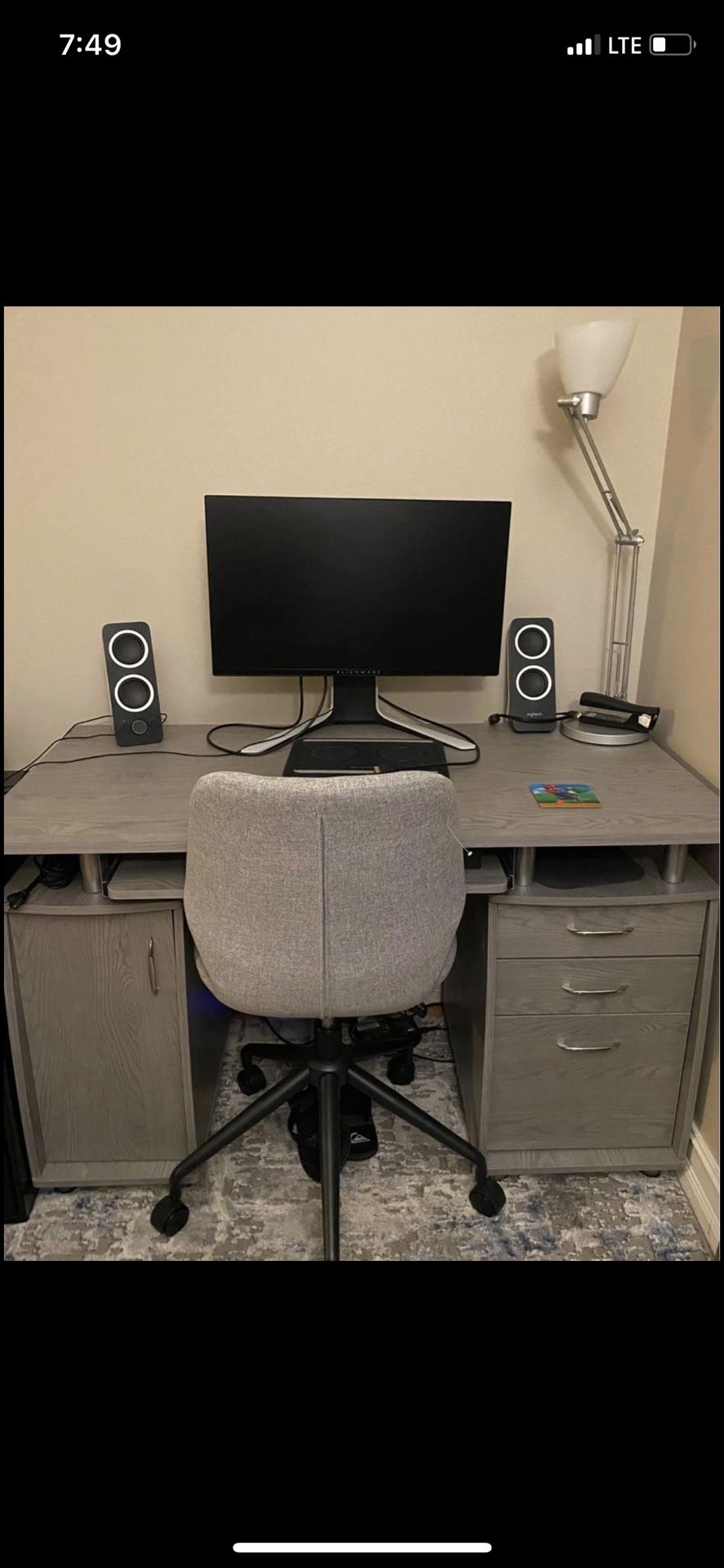 Modern Gray Home Desk - Only desk 