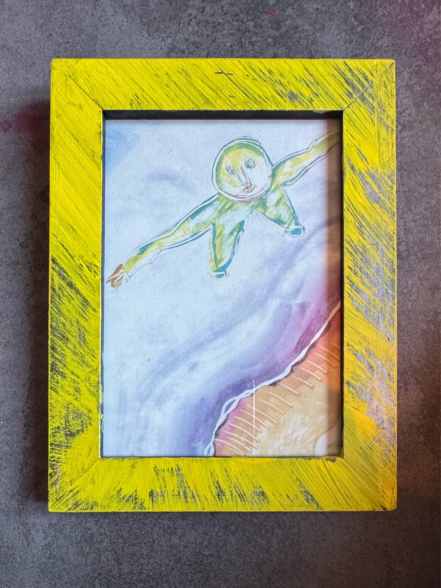 Visionary Art Framed in hand painted wooden frame