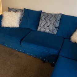 Blue Suede Sofa Sectional 