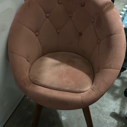 Blush Velvet Swivel chair With Matching Stool