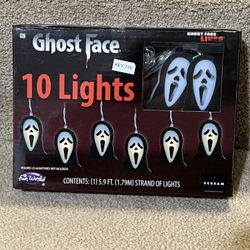 Fun World Ghost Face String Lights Horror Movie Scream new 10 lights
