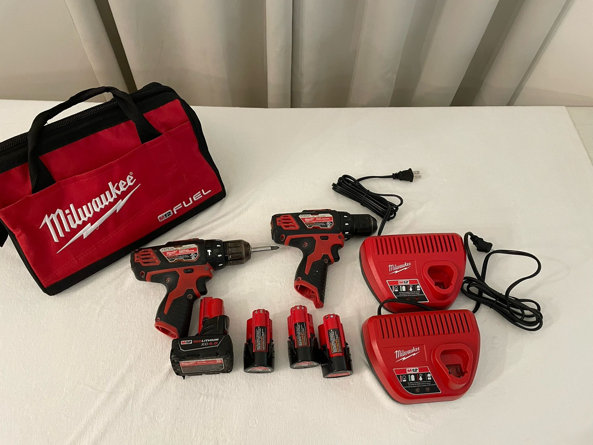 Milwaukee Drill,Hammer Drill,Bag,Batteries And Charger