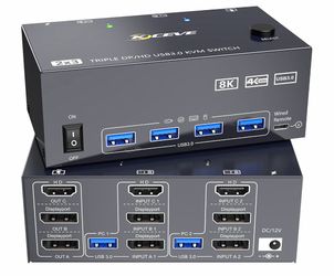 KCEVE Triple Monitor KVM Switch 2x3