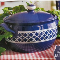Celebrating Home Stoneware collection Blue Indigo casserole with lid