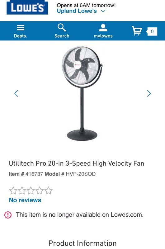 Utilitech Pro 20-in 3-Speed High Velocity Fan