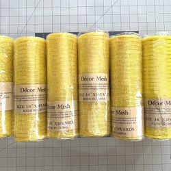 6 Rolls Of 10in x10yds  Yellow Decor’ Mesh