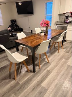 Rustic wood top dining table