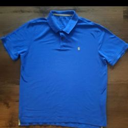 Izod Advantage Polo Mens Adult L Blue Casual Performance Golf Shirt polycotton