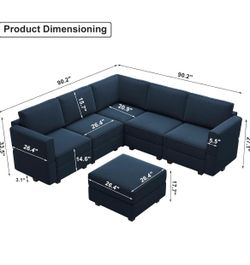 Belffin Blue Velvet Modular Sofa Couch