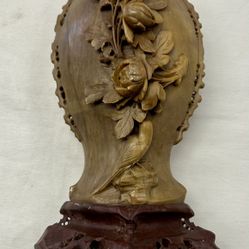 Chinese Soapstone Hand Carved Vintage Vase