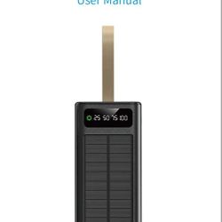 60000mAh Solar Power Bank with Fast Charging, Built‑In Cables & LED Flashlight
