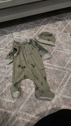 Baby Footed Sleeper and Hat Set