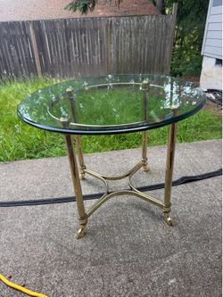 Brass glass table