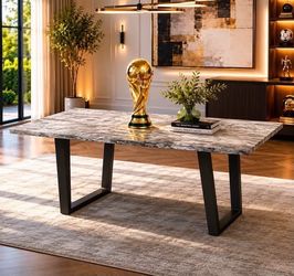 Modern Dining Table For 4-6 Persons, 62.9-inch Rectangular Wooden Dining Table.