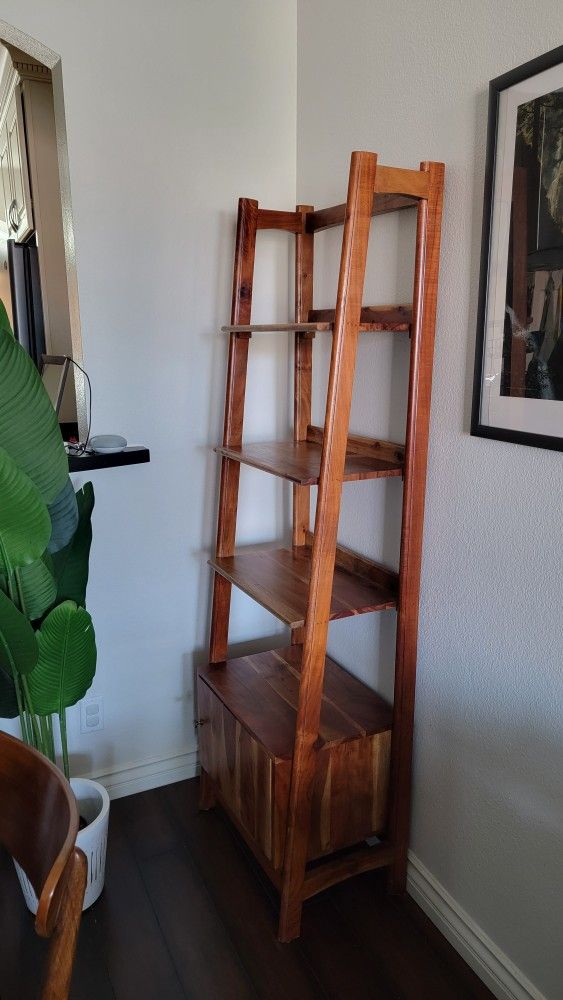 Solid Wood Ladder Bookshelf Mid Century Modern Furniture Comparable To West Elm