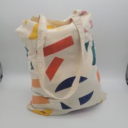 Uskees Garment Printed Canvas Tote Bag, Blue, Yellow, Pink, Orange, Green, Cream
