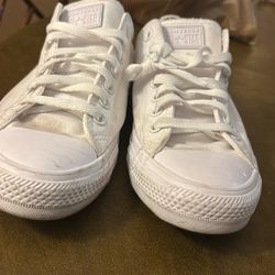 Men’s  8.5 White Converse Women’s 10.5